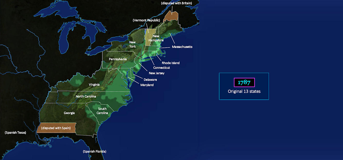 Constitutional Convention, 1787 map 